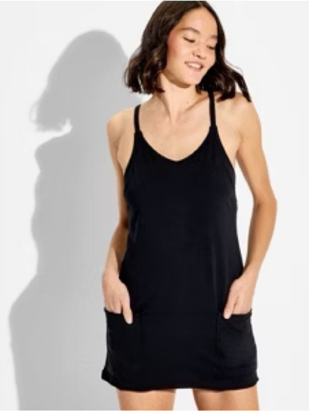Anrabess Black Sleeveless Pocket Romper